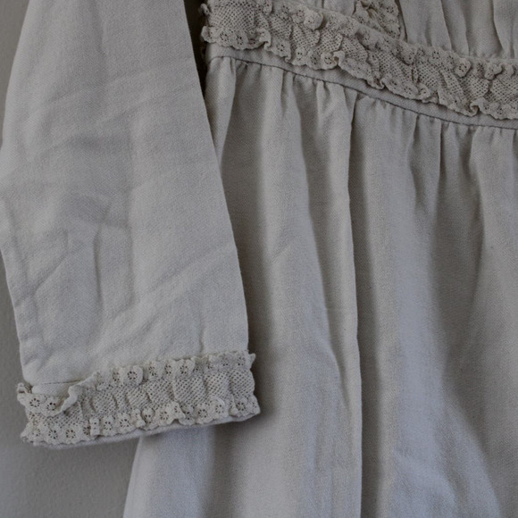 NWT Bonpoint Girls Justine Dress Wool Blend Off White Lace Trim 12 - Picture 2 of 12